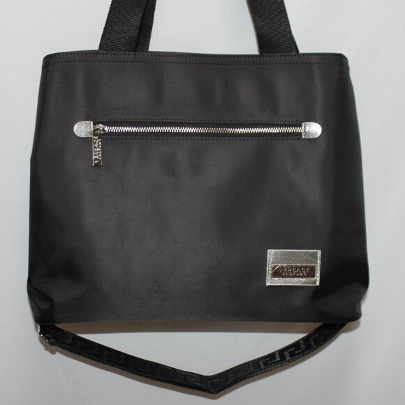 NWOT Versace Parfums Black Tote Bag with Strap & Sliver Trim - Picture 2 of 14